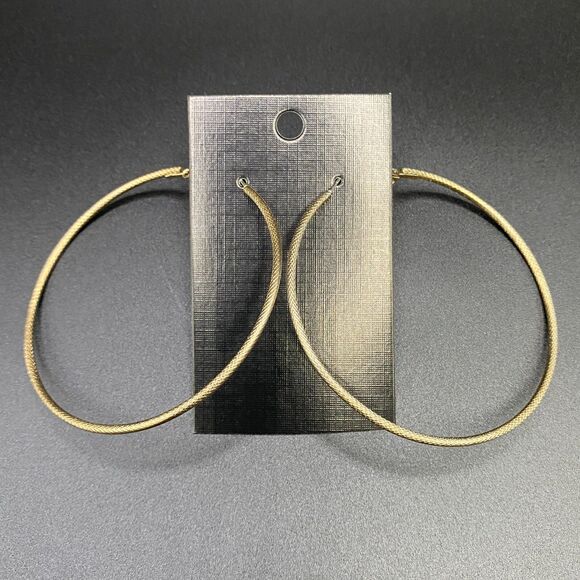 Hoop Earrings Gold Tone With Diamond Pattern Vintage - Picture 4 of 4